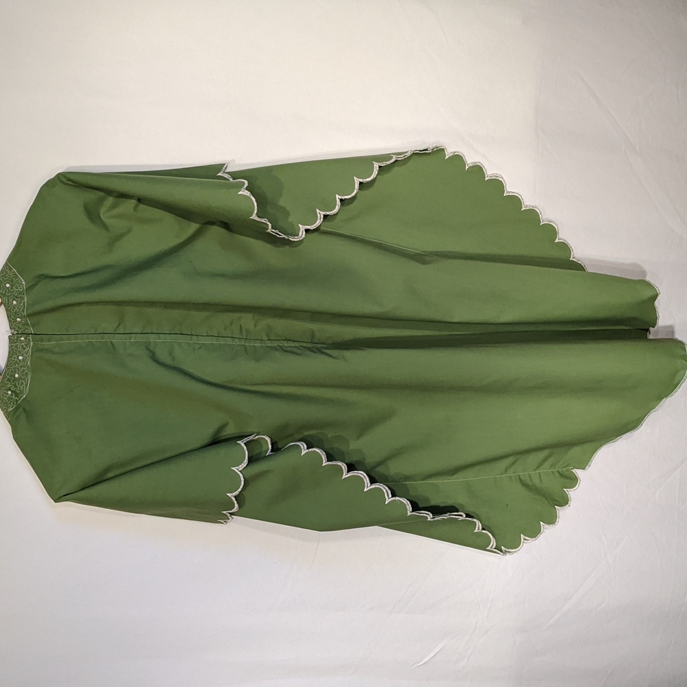 Vintage 1960's green embroidered and shortened kaftan - Picture 3 of 6